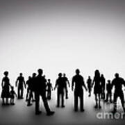 Group Of Various People Silhouettes Art Print
