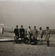 The Wright Brothers Group Portrait In Front Of Glider At Kill Devil Hill Art Print