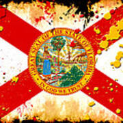 Grunge And Splatter Florida Flag Art Print