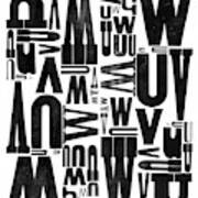 Gruunge Wood Type Letters U V W Art Print