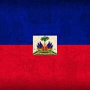 Haiti Flag Vintage Distressed Finish Art Print
