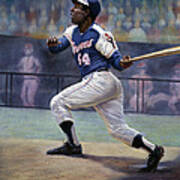  Hank Aaron Milwaukee Braves Baseball Canvas Art Poster