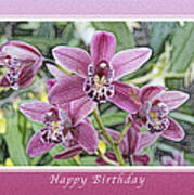 Happy Birthday Pink Orchids Art Print