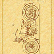 Harley's 1928 Cycle Support Patent Art Print