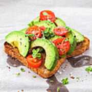 Healthy Toast With Avocado And Cherry Art Print