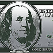 Hello Benjamin - Us One Hundred Dollar Bill On Silver Art Print