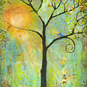 Hello Sunshine Tree Birds Sun Art Print