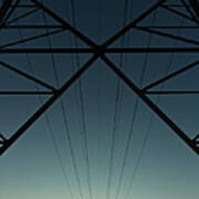 High Tension Tower With Cables At Art Print