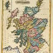 Historic Map Of Scotland By Fielding Lucas - 1817 Art Print