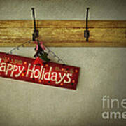 Holiday Sign On Antique Plaster Wall Art Print