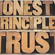 Honesty Principles And Trust Art Print