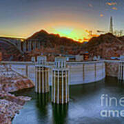 Hoover Dam At Sunset Art Print