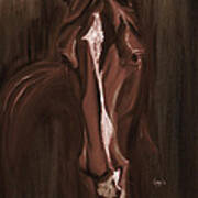 Horse Apple Warm Brown Art Print