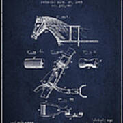 Horse Harness Loop Patent From 1885 - Navy Blue Art Print