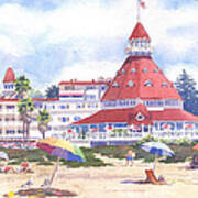 Hotel Del Coronado Beach Art Print
