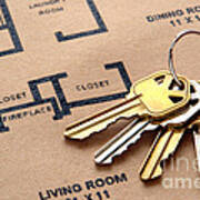 House Keys On Real Estate Housing Floor Plans Art Print