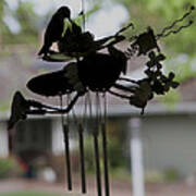Hummingbirds On Wind Chime Art Print