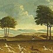 Hunting Scene With A Harbor Art Print