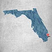 I Love Miami Florida - Blue Art Print