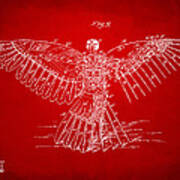 Icarus Human Flight Patent Artwork Red Art Print