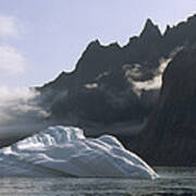 Ice Floe In Southern Greenland Fjord Art Print