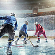 Ice Hockey Players In Action Art Print