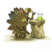 Illustration Of A Stegosaurus Drinking Art Print
