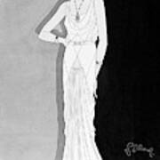 Illustration Of A Woman In A Lelong Dress Art Print