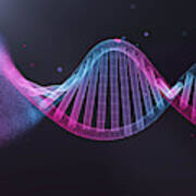 Illustration Of Dna  Futuristic Digital Abstract  Background For Science And Technology Art Print