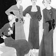 Illustration Of Four Well Dressed Women Art Print