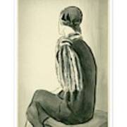 Illustration Of The Rear View Of A Woman Sitting Art Print