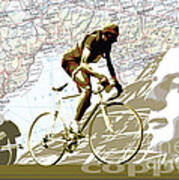 Illustration Print Giro De Italia Coppi Vintage Map Cycling Art Print