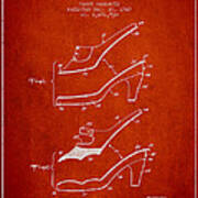 Interchangeable Shoe Uppers Patent From 1949 - Red Art Print