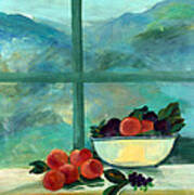 Interior With Window And Fruits Oil & Acrylic On Canvas Art Print