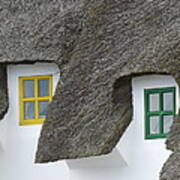 Irish Thatch Cottage Colored Windows Art Print