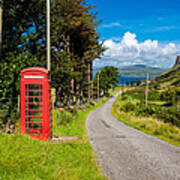 Traditonal British Telephone Box On The Isle Of Mull Art Print