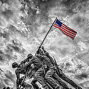 Iwo Jima Memorial Bw 1 Art Print