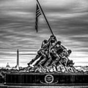 Iwo Jima Monument Black And White Art Print