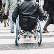Japanese Man In Wheelchair Art Print