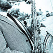 Jazz Musician Busker Playing Saxophone Art Print