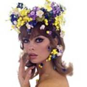 Jean Shrimpton Wearing A Flower Crown Art Print