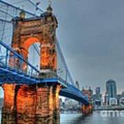 John A Roebling Suspension Bridge Cincinnati Ohio Art Print