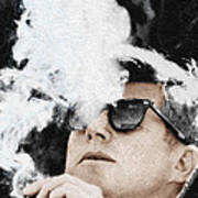 John F Kennedy Cigar And Sunglasses Art Print