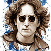 John Lennon Colour Drawing Art Poster Art Print