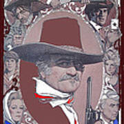 John Wayne The Shootist Amsel Art Work 1976-2013 Art Print