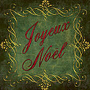 Joyeux Noel In Green And Red Art Print