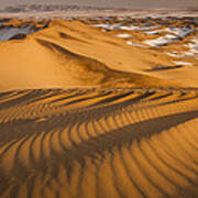 Khongor Sand Dunes In Winter Gobi Desert Art Print