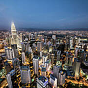 Kuala Lumpur Skyline At Dusk,elevated Art Print