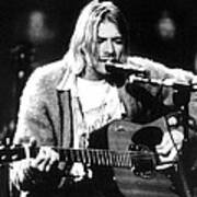 Kurt Cobain Singing And Playing Guitar Art Print