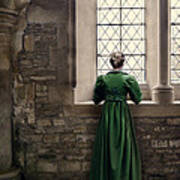 Lady In Green By Window Art Print